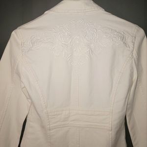 AE Armani Exchange S Jacket Embroidered Back Roses Small Off White